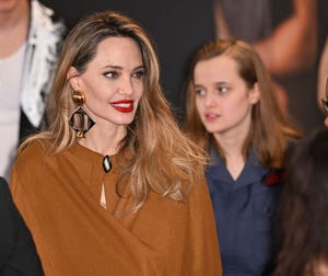 new york, new york april 11 angelina jolie and vivienne jolie pitt attend the opening night of the outsiders at the bernard b jacobs theatre on april 11, 2024 in new york city photo by james devaneygc images