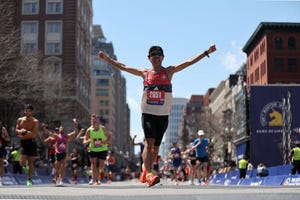 boston, massachusetts april 15 minoru kobayashi crosses the finish line during the 128th boston marathon on april 15, 2024 in boston, massachusetts photo by paul rutherfordgetty images