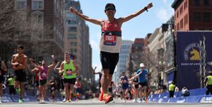 boston, massachusetts april 15 minoru kobayashi crosses the finish line during the 128th boston marathon on april 15, 2024 in boston, massachusetts photo by paul rutherfordgetty images
