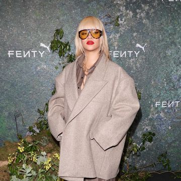 london, england april 17 rihanna attends the fenty x puma creeper phatty earth tone launch party at tobacco dock on april 17, 2024 in london, england photo by neil mockfordwireimage