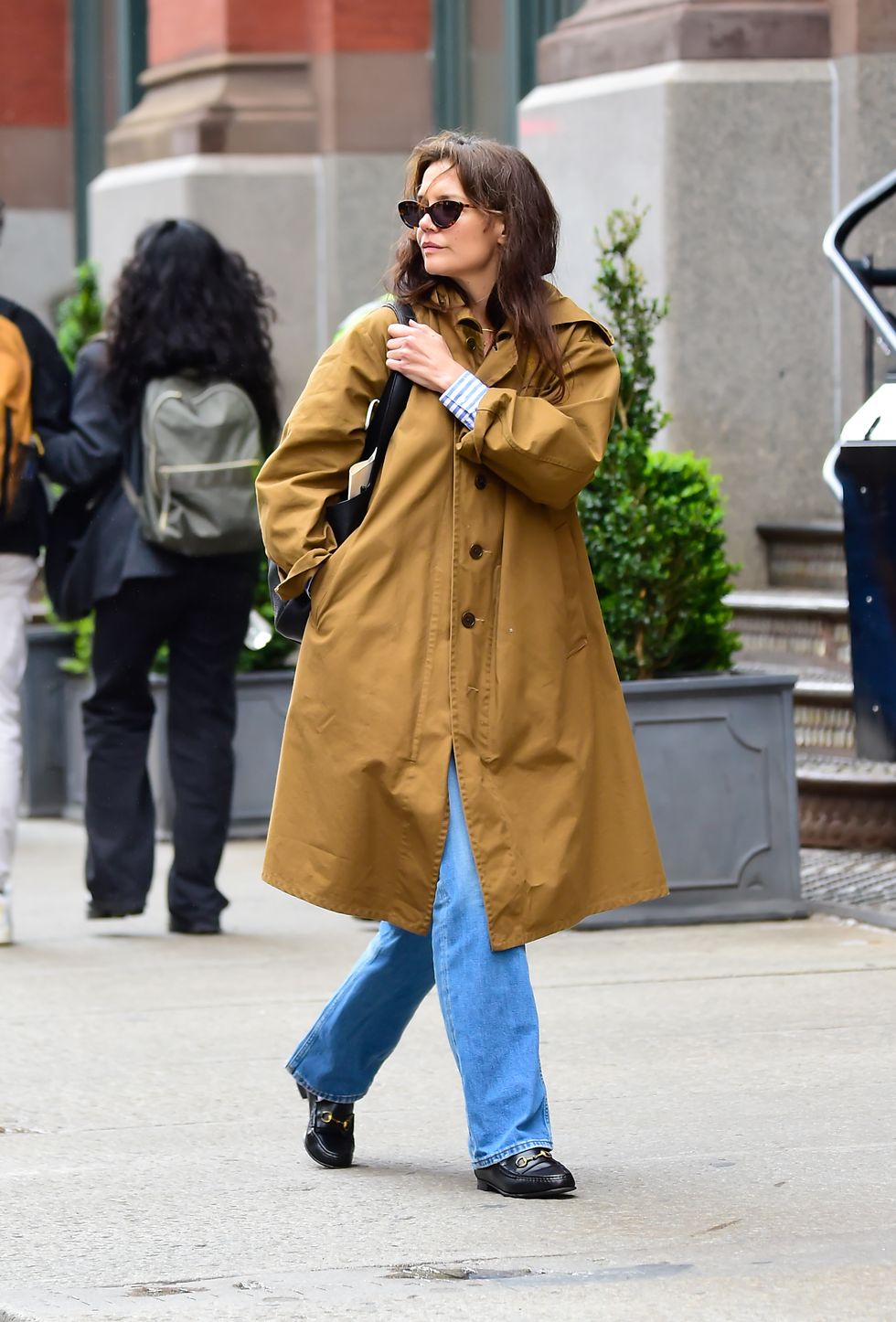 new york, new york april 18 katie holmes is seen walking in soho on april 18, 2024 in new york city photo by raymond hallgc images