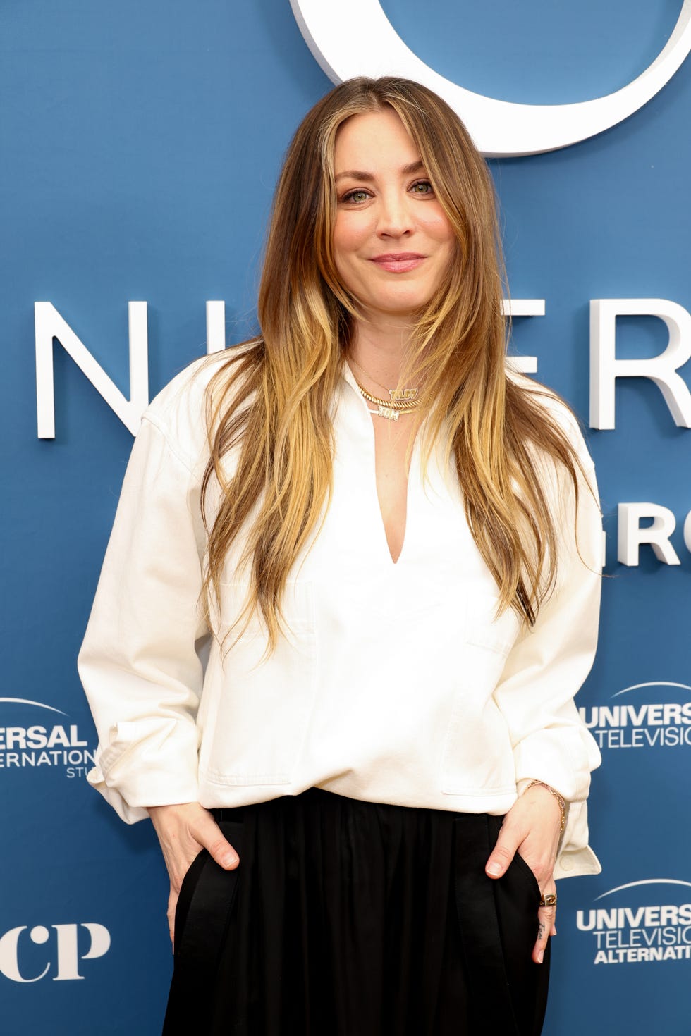 kaley cuoco at the nbc universal emmys press luncheon held at casa madera west hollywood on april 23, 2024 in west hollywood, california. (photo by jc olivera/variety via getty images)