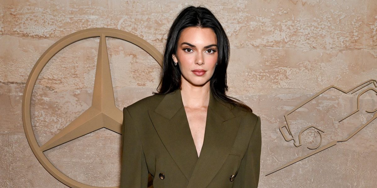 Kendall Jenner Updates the Power Suit in a Sculptural Military-Green Blazer