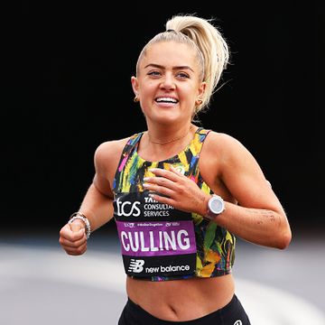 london, england april 21 anya culling of great britain competes in the womens elite race during the 2024 tcs london marathon on april 21, 2024 in london, england photo by paul hardinggetty images