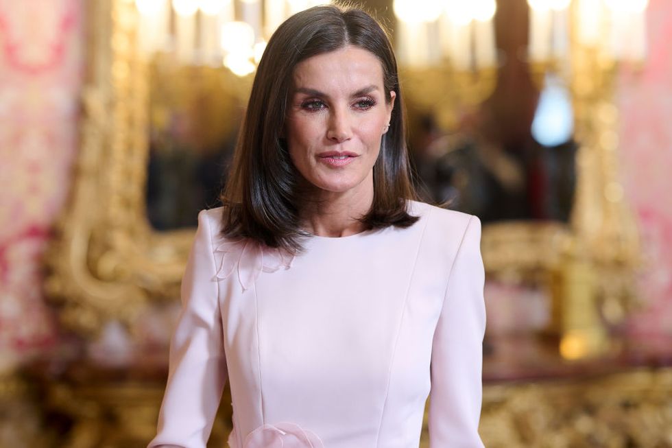 madrid, spain april 24 queen letizia of spain hosts an official lunch for the miguel de cervantes 2023 award at the royal palace on april 24, 2024 in madrid, spain photo by carlos alvarezgetty images