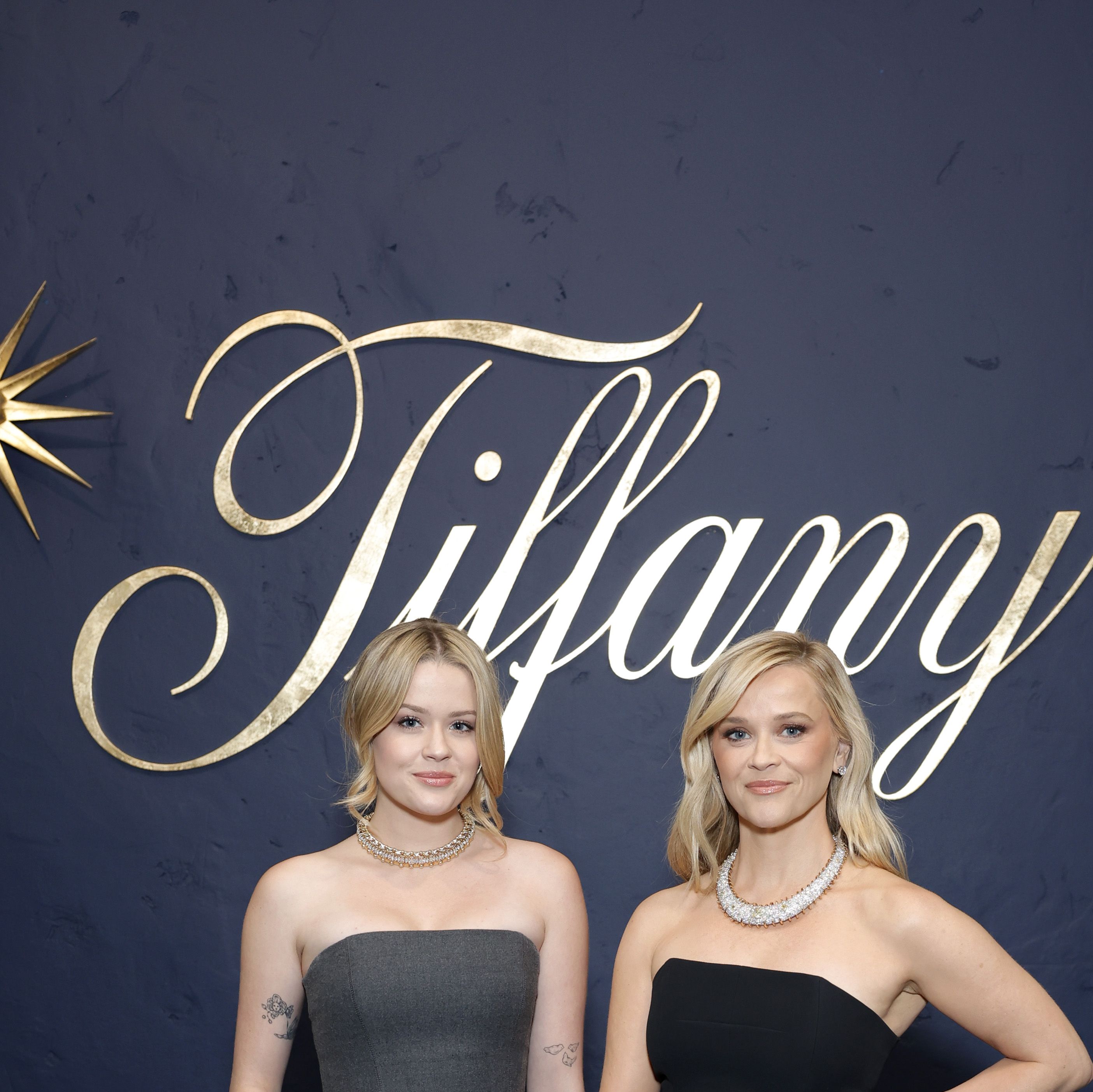 Reese Witherspoon and Daughter Ava Coordinate in Strapless Dresses and Diamonds