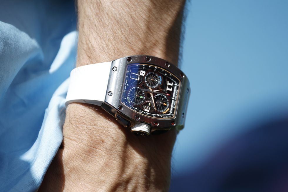 miami, florida may 02 a detail shot of the richard mille watch of charles leclerc of monaco and ferrari during previews ahead of the f1 grand prix of miami at miami international autodrome on may 02, 2024 in miami, florida photo by chris graythengetty images