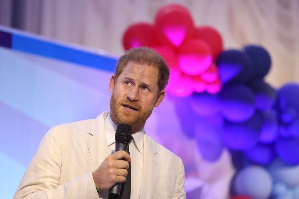 britains prince harry, duke of sussex, gives a speech as he attends a sit out with britains meghan unseen, duchess of sussex, at the nigerian defence headquarters in abuja on may 11, 2024 as they visit nigeria as part of celebrations of invictus games anniversary photo by kola sulaimon  afp photo by kola sulaimonafp via getty images