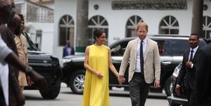 britains meghan l, duchess of sussex, and britains prince harry r, duke of sussex arrive at the state governor house in lagos on may 12, 2024 as they visit nigeria as part of celebrations of invictus games anniversary photo by kola sulaimon afp photo by kola sulaimonafp via getty images