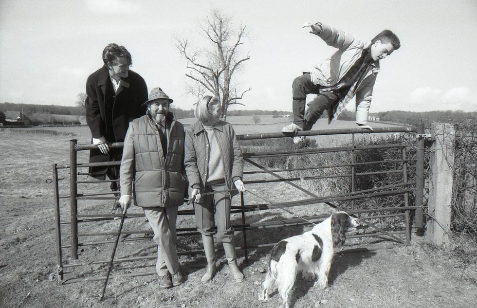 english actor maggie smith with her family in their country home in sussex husband beverley cross and her two sons