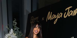 maya jama attends the beauty works x maya jama event at joia, battersea, on may 13, 2024 in london, england