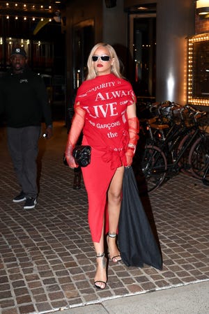 new york, new york may 12 rihanna and asap rocky seen out after movie date night in tribeca on mothers day on may 12, 2024 in new york city photo by robert kamaugc images