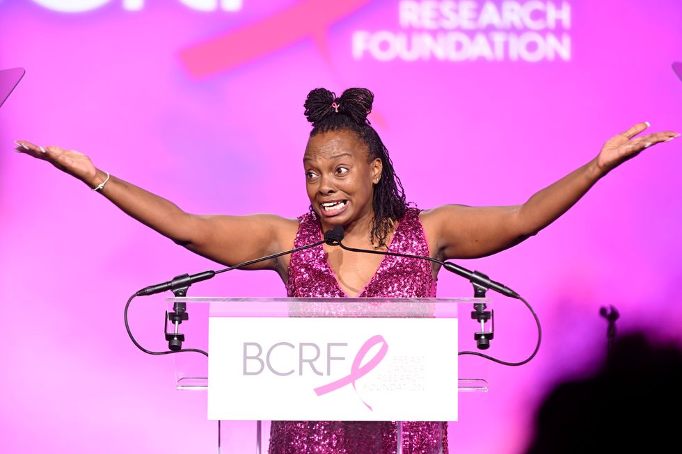 new york, new york may 14 marenda hughes taylor attends the breast cancer research foundation hot pink party at the glasshouse on may 14, 2024 in new york city photo by noam galaigetty images for bcrf