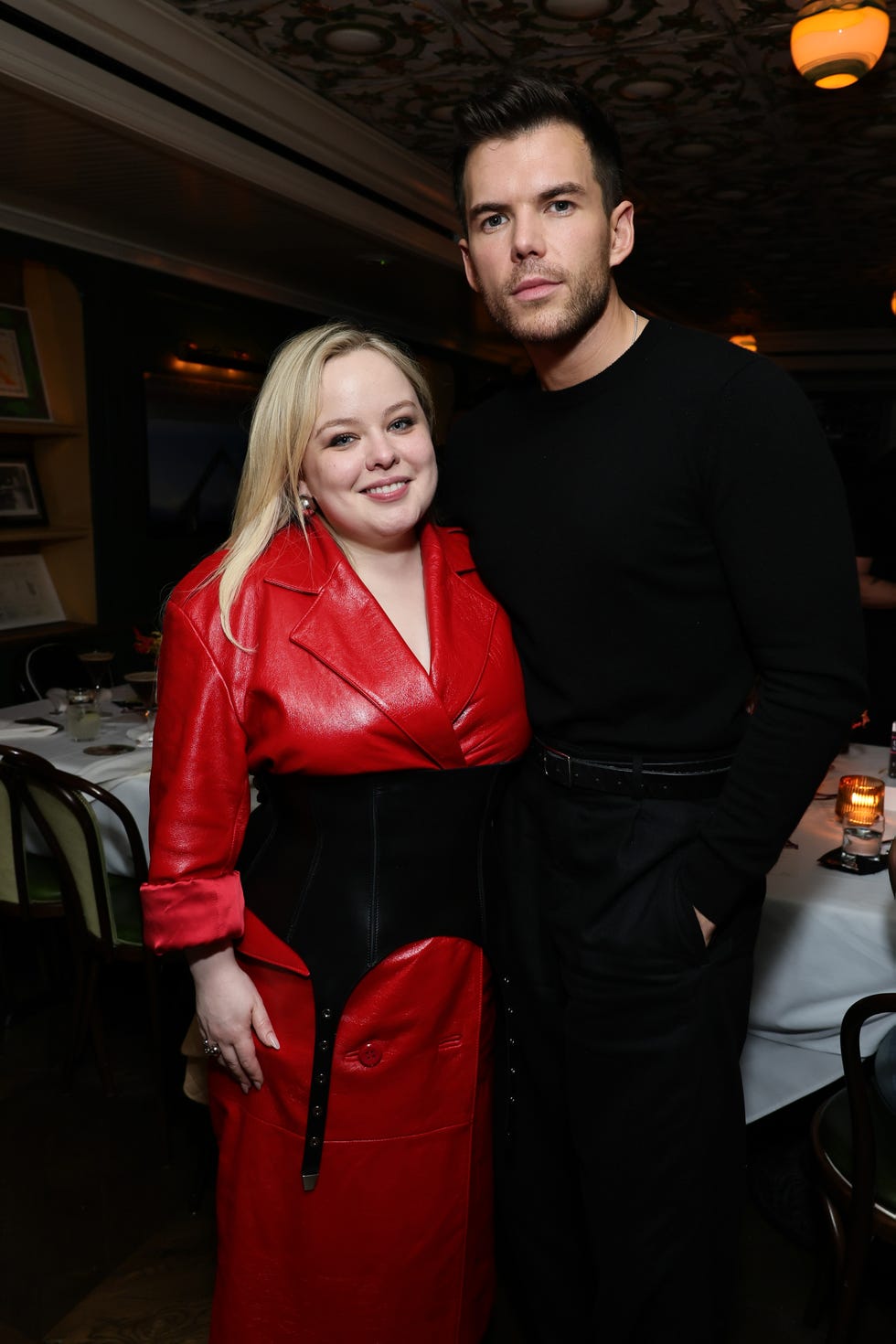 new york, new york may 16 l r nicola coughlan and luke newton attend chaos dinner hosted by evan ross katz and threads by instagram at st theos on may 16, 2024 in new york city photo by theo wargogetty images for threads by instagram