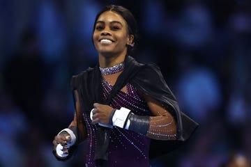 hartford, connecticut may 18 gabby douglas looks on prior to the 2024 core hydration classic at xl center on may 18, 2024 in hartford, connecticut photo by tim nwachukwugetty images