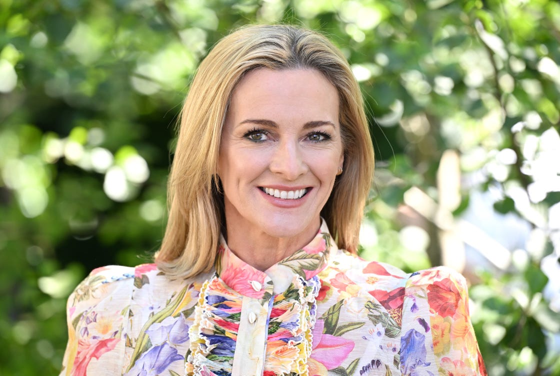 london, england may 20: gabby logan attends the rhs chelsea flower show at royal hospital chelsea on may 20, 2024 in london, england. all the main garden categories return to the royal hospital chelsea this year. the show gardens along main avenue, sanctuary and feature gardens explore themes through horticulture, while the all about plants area in the floral marquee focuses on planting. this year is billed as the most sustainable to date. (photo by jeff spicer/getty images)
