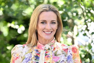 london, england may 20: gabby logan attends the rhs chelsea flower show at royal hospital chelsea on may 20, 2024 in london, england. all the main garden categories return to the royal hospital chelsea this year. the show gardens along main avenue, sanctuary and feature gardens explore themes through horticulture, while the all about plants area in the floral marquee focuses on planting. this year is billed as the most sustainable to date. (photo by jeff spicer/getty images)