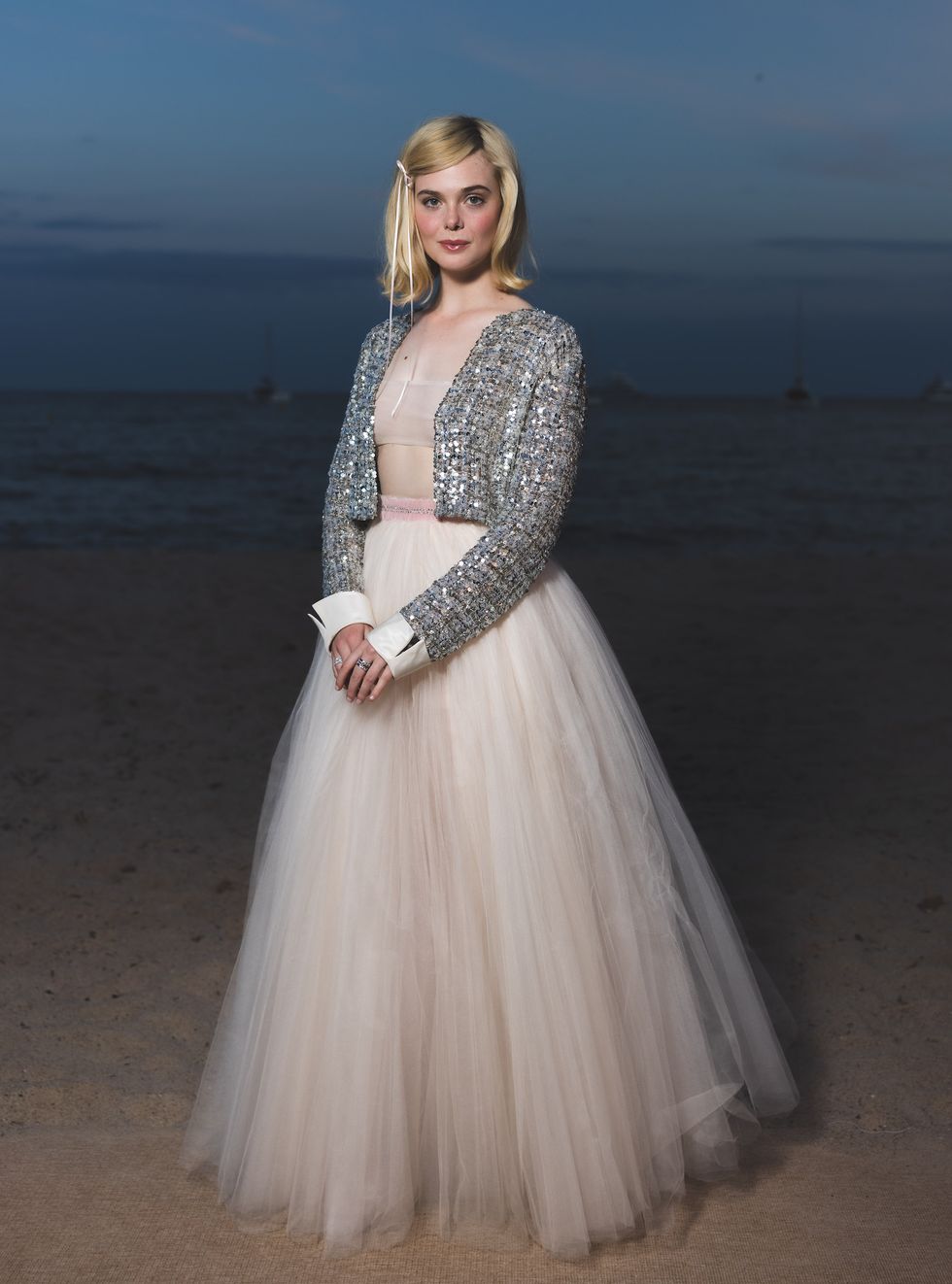 cannes, france may 24 elle fanning attends lights on women's worth at plage des palmes on may 24, 2024 in cannes, france photo by arnold jerockigetty images for l'oreal paris