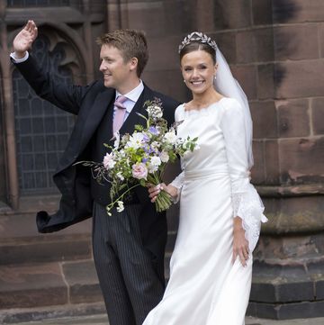 chester, england june 7 hugh grosvenor duke of westminster and olivia grosvenor duchess of westminster after their wedding at chester cathedral on june 7, 2024 in chester, england photo by mark cuthbertuk press via getty images