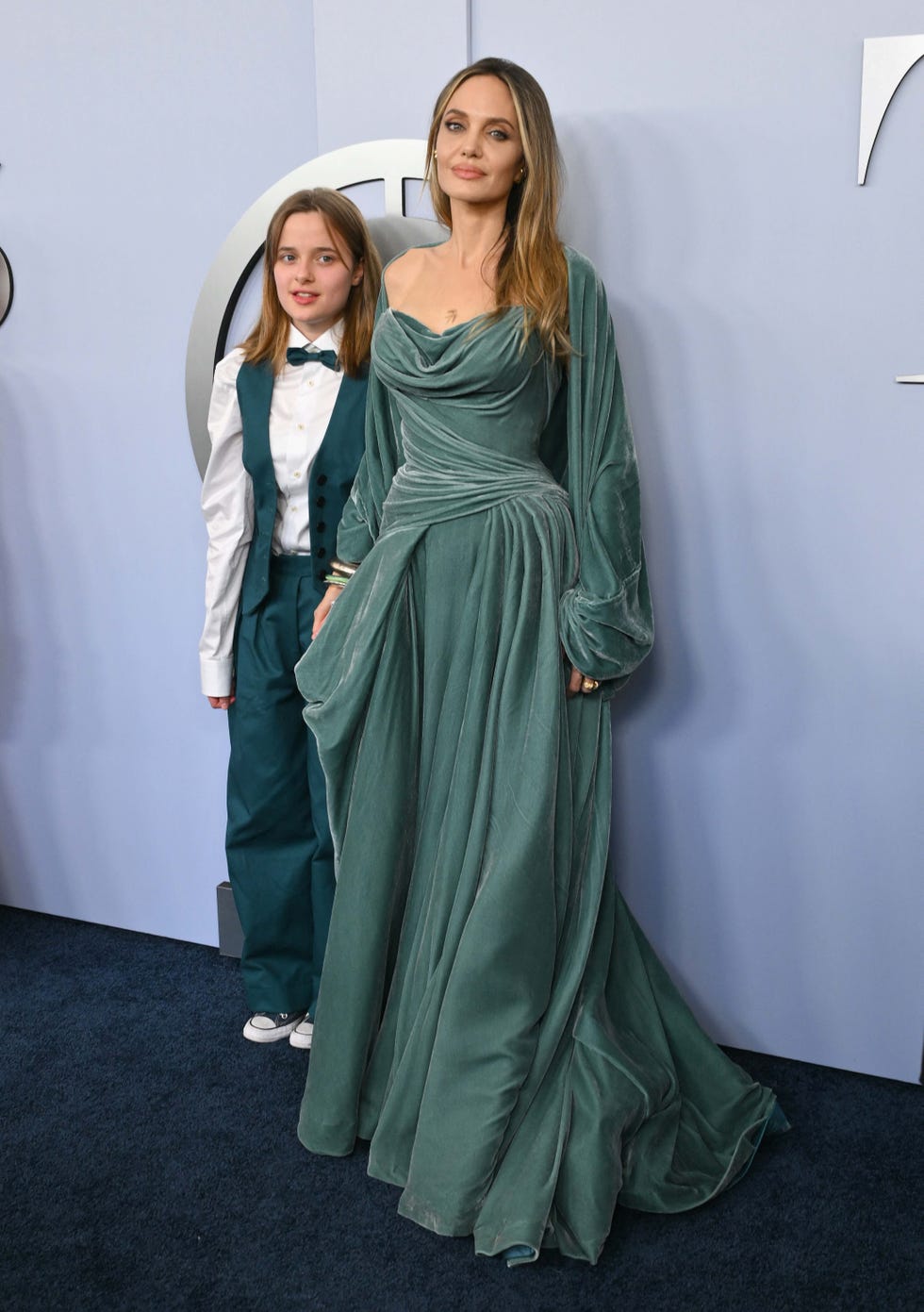 us actress angelina jolie and her daughter vivienne jolie pitt arrive for the 77th tony awards at lincoln center in new york on june 16, 2024 photo by angela weiss  afp