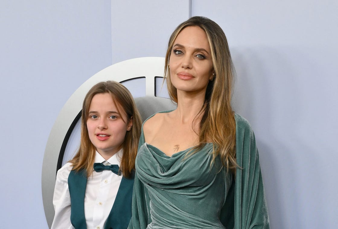 us actress angelina jolie and her daughter vivienne jolie pitt arrive for the 77th tony awards at lincoln center in new york on june 16, 2024 photo by angela weiss  afp photo by angela weissafp via getty images