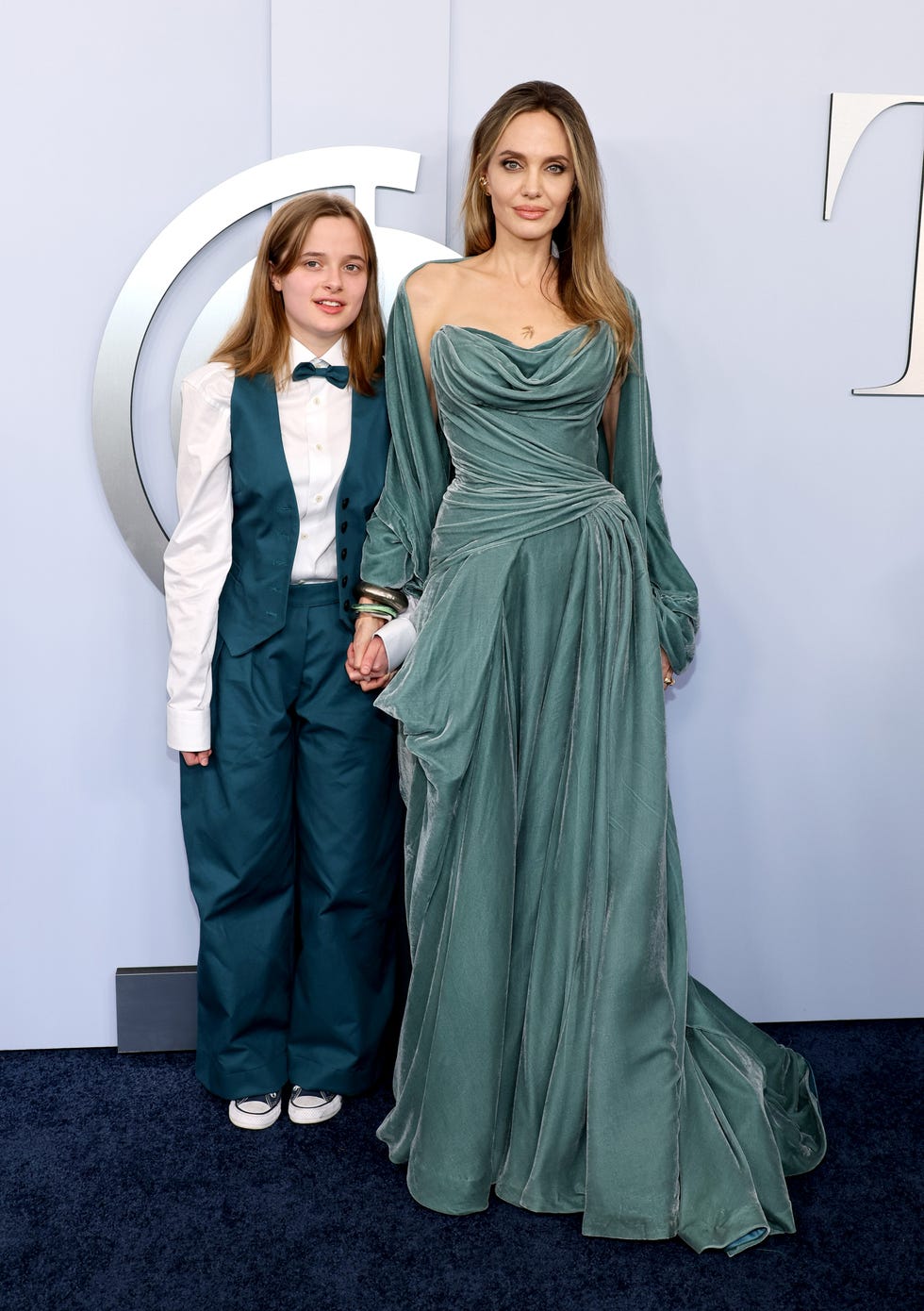 new york, new york june 16 l r vivienne jolie pittand angelina jolie attend the 77th annual tony awards at david h koch theater at lincoln center on june 16, 2024 in new york city photo by dia dipasupilgetty images