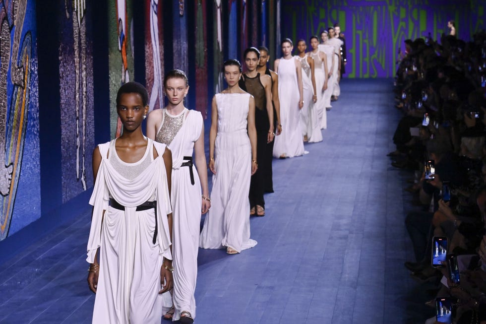 paris, france june 24 a model walks the runway during the christian dior haute couture fallwinter 2024 2025 fashion show as part of paris fashion week on june 24, 2024 in paris, france photo by victor virgilegamma rapho via getty images