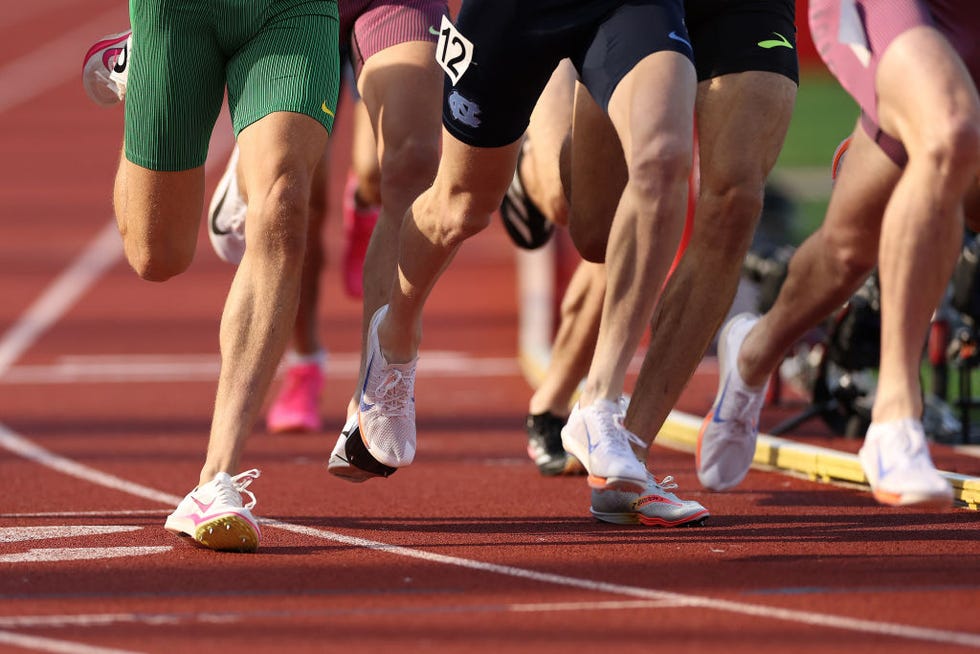 eugene, oregon june 24 a detailed view of spikes during the mens 1500 meter final on day four of the 2024 us olympic team track  field trials at hayward field on june 24, 2024 in eugene, oregon photo by patrick smithgetty images