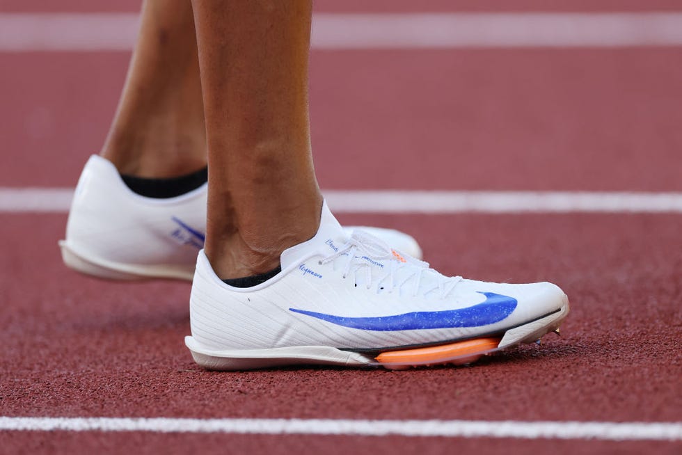 eugene, oregon june 24 the nike cleats of michael norman in the mens 400 meter final on day four of the 2024 us olympic team track  field trials at hayward field on june 24, 2024 in eugene, oregon photo by patrick smithgetty images