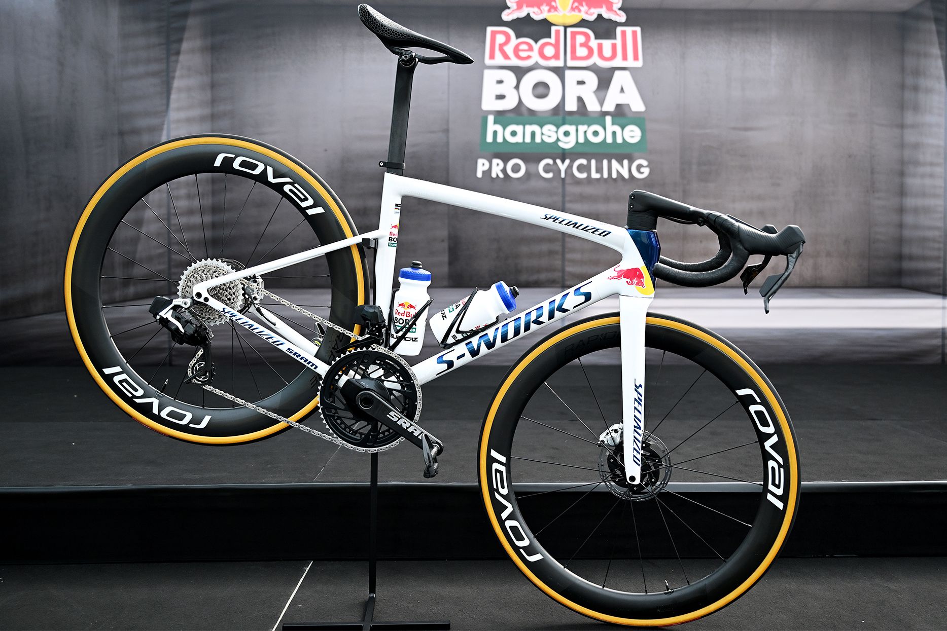 salzburg, austria june 26 specialized bike during the official launch team red bull bora hansgrohe in red bull hangar 7 on june 26, 2024 in salzburg, austria photo by tim de waelegetty images