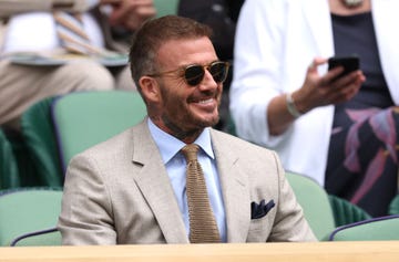 london, england july 01 david beckham is seen in the royal box ahead of the gentlemens singles first round match between carlos alcaraz of spain and mark lajal of estonia during day one of the championships wimbledon 2024 at all england lawn tennis and croquet club on july 01, 2024 in london, england photo by clive brunskillgetty images