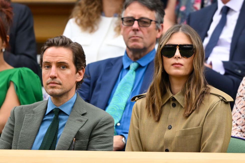 london, england july 03 alexander gilkes and maria sharapova attend day three of the wimbledon tennis championships at the all england lawn tennis and croquet club on july 03, 2024 in london, england photo by karwai tangwireimage