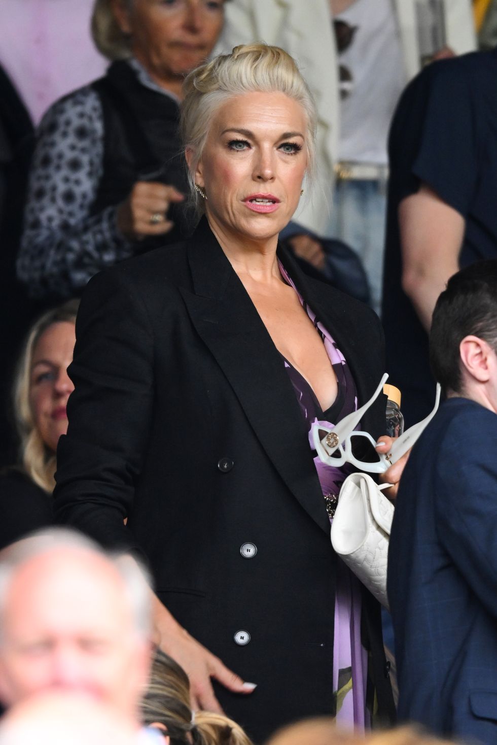 london, england july 03 hannah waddingham attends day three of the wimbledon tennis championships at the all england lawn tennis and croquet club on july 03, 2024 in london, england photo by karwai tangwireimage