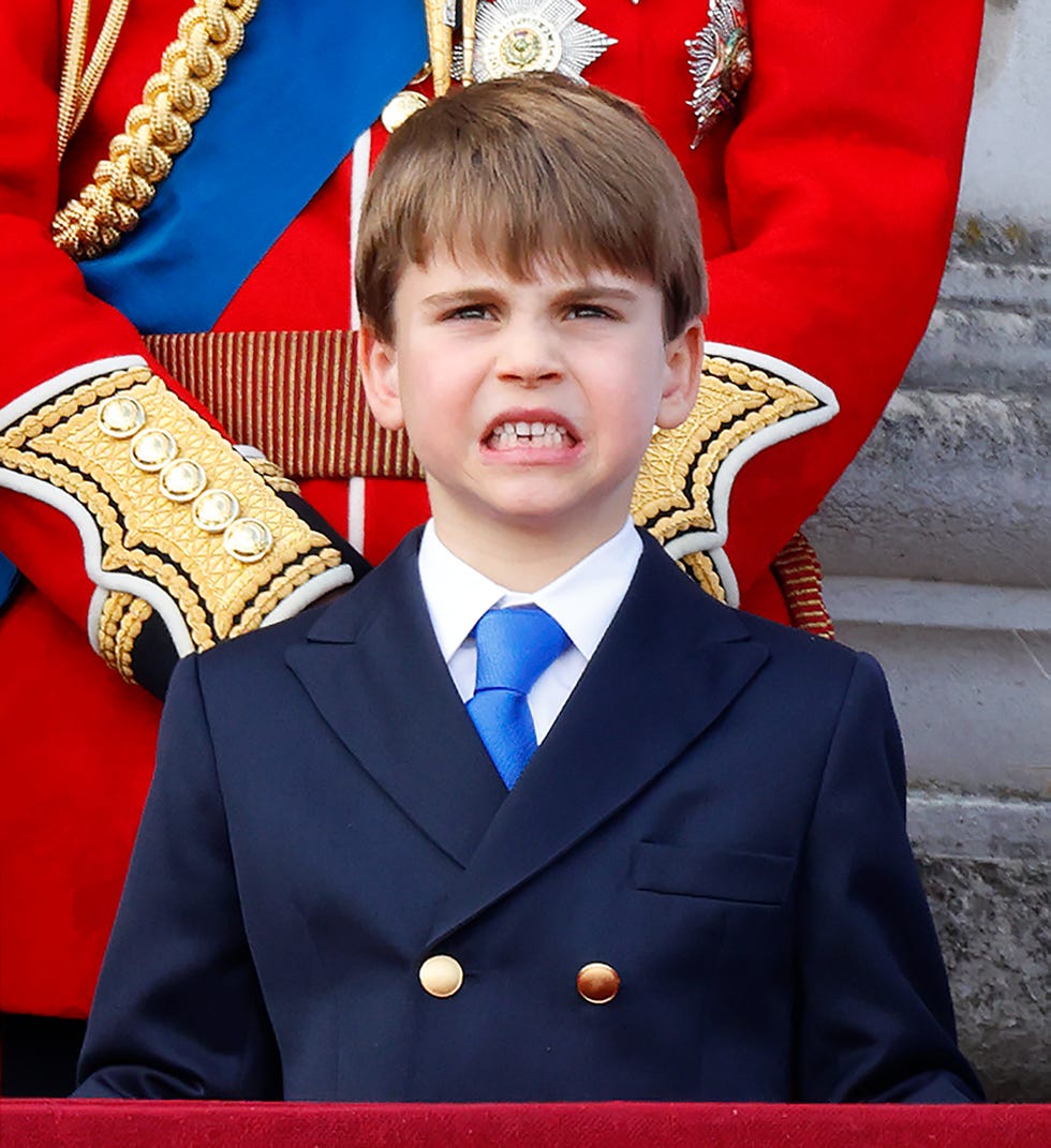 london, united kingdom june 15: (embargoed for publication in uk newspapers until 24 hours after create date and time) prince louis of wales watches an raf flypast from the balcony of buckingham palace after attending trooping the colour on june 15, 2024 in london, england. trooping the colour, also known as the kings birthday parade, is a military ceremony to mark the official birthday of the british sovereign. the ceremony takes place at horse guards parade followed by a flypast over buckingham palace and was first performed in the mid 17th century during the reign of king charles ii. the parade features all seven regiments of the household division with number 9 company, irish guards being the regiment this year having their colour trooped. (photo by max mumby/indigo/getty images)