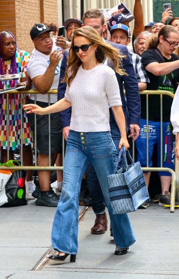 new york, ny july 15 natalie portman is seen arriving at the view talk show on july 15, 2024 in new york city photo by jose perezbauer griffingc images