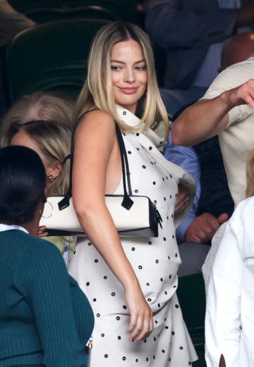 london, england july 12 margot robbie court side of centre court on day twelve of the wimbledon tennis championships at the all england lawn tennis and croquet club on july 12, 2024 in london, england photo by karwai tangwireimage