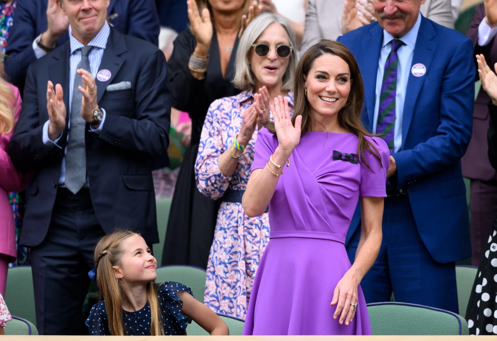 london, england july 14 princess charlotte of wales and catherine, princess of wales court side of centre court during the mens final on day fourteen of the wimbledon tennis championships at the all england lawn tennis and croquet club on july 14, 2024 in london, england photo by karwai tangwireimage