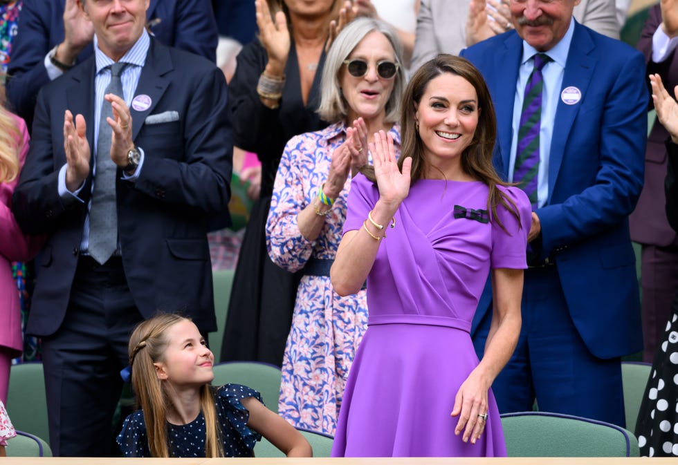 london, england july 14: princess charlotte of wales and catherine, princess of wales court side of centre court during the mens final on day fourteen of the wimbledon tennis championships at the all england lawn tennis and croquet club on july 14, 2024 in london, england. (photo by karwai tang/wireimage)