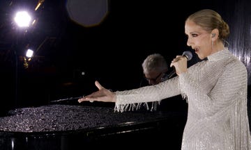 paris, france july 26 editors note this handout screengrab was provided by a third party organization and may not adhere to getty images editorial policy this handout released by the olympic broadcasting services, shows a view of singer celine dion performing on the eiffel tower during the opening ceremony of the paris 2024 olympic games paris 2024 on july 26, 2024 in paris, france screengrab by ioc via getty images