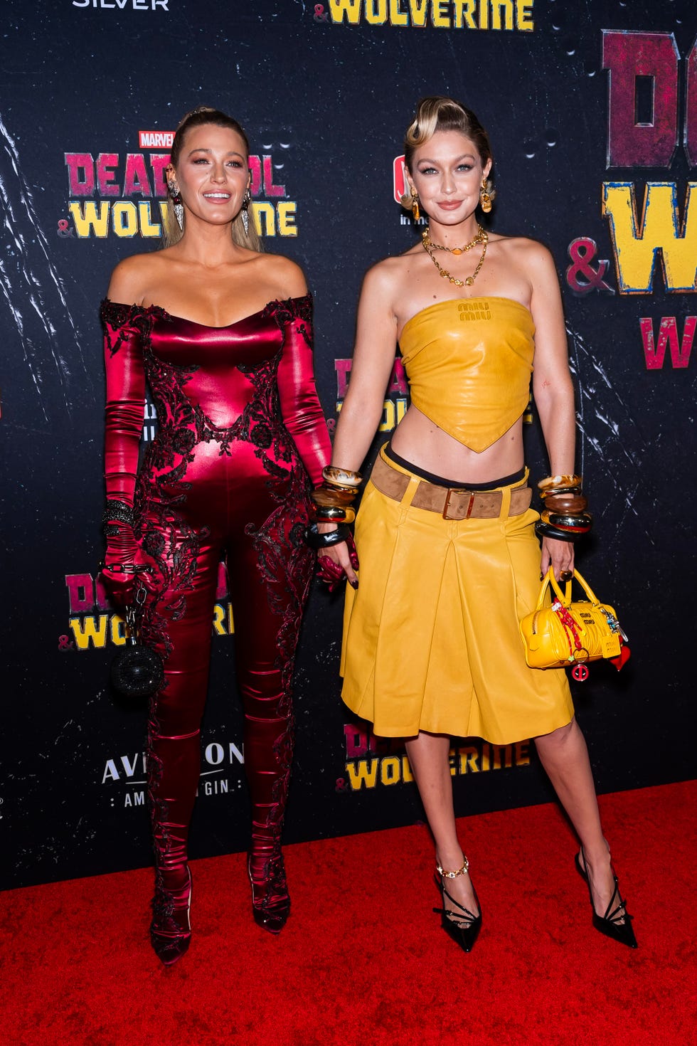 Blake Lively and Gigi Hadid Stun in Marvel-Inspired Outfits at Deadpool & Wolverine Premiere