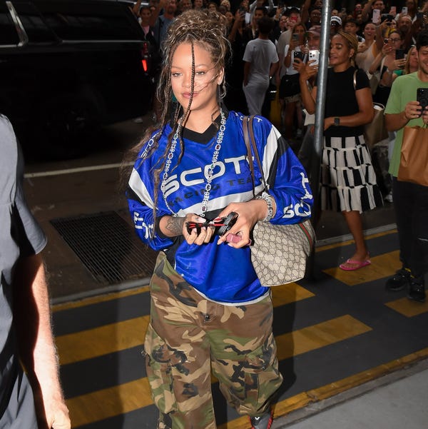 Rihanna Styles Her Sports Jersey With Layers of Diamonds