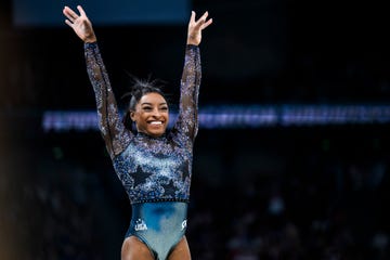 paris, france july 28 simone biles from team united states reacts after her exercise on the balance beam during day two of the olympic games paris 2024 at the bercy arena on july 28, 2024 in paris, france photo by tom wellervoigtgettyimages