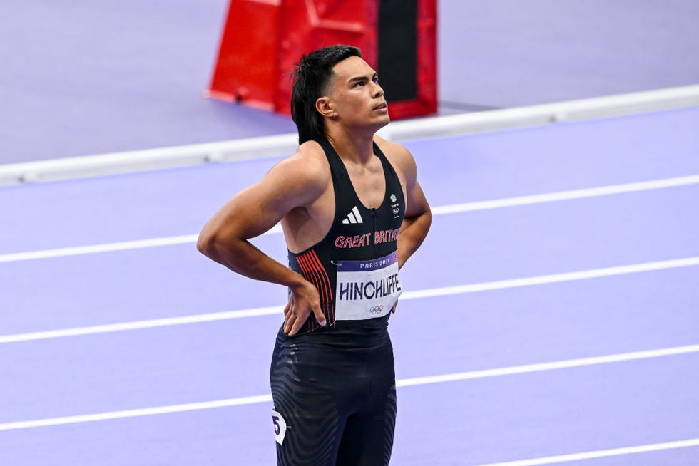 louie hinchliffe of great britain competes during the mens 100 meter semi final on day 9 of the olympic games paris 2024 at stade de france on august 4, 2024 in saint denis, france photo by harry langerdefodi images via getty images 