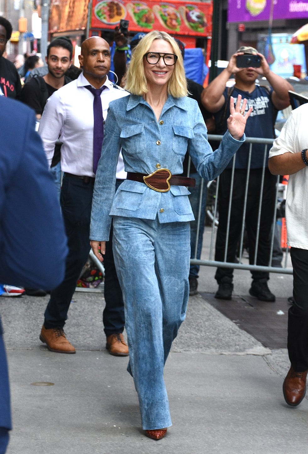 cate blanchett double denim outfit