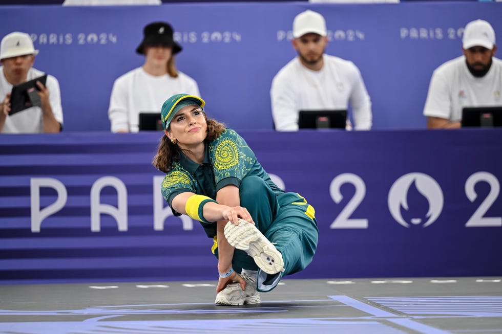 Raygun competes during the Breaking B Girls Round Robin Group B battle between Logisticx and Raygun on Day 14 of the Paris 2024 Olympic Games at La Concorde on August 9, 2024 in Paris, France Photo by harry langedefodi images via getty images