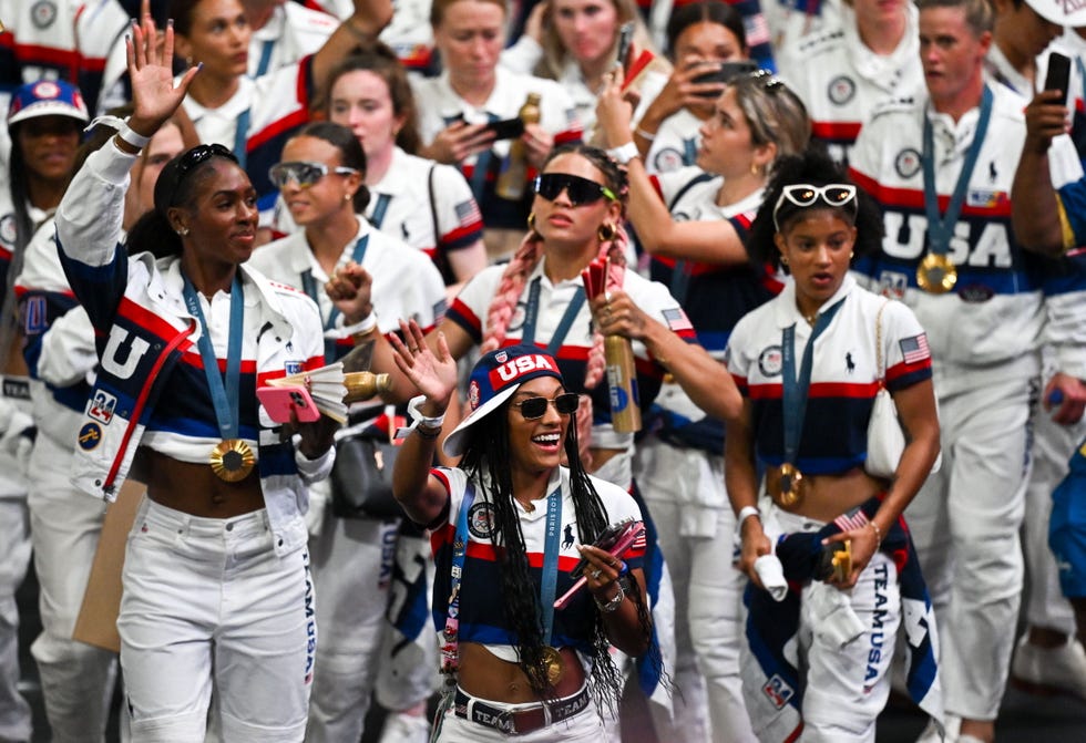 paris , france 11 august 2024 tara davis woodhall of team united states during the closing ceremony of the 2024 paris summer olympic games at stade de france in paris, france photo by david fitzgeraldsportsfile via getty images