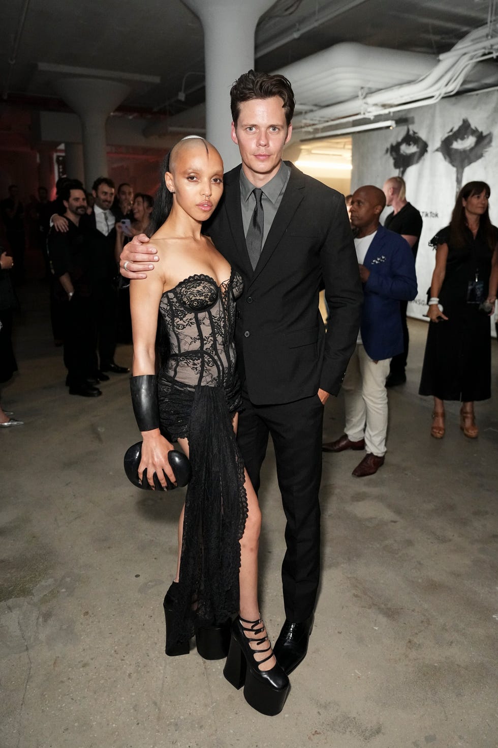 fka twigs and bill skarsgaringrd at the premiere of the crow held at the village east by angelika on august 20, 2024 in new york city photo by john nacionvariety via getty images