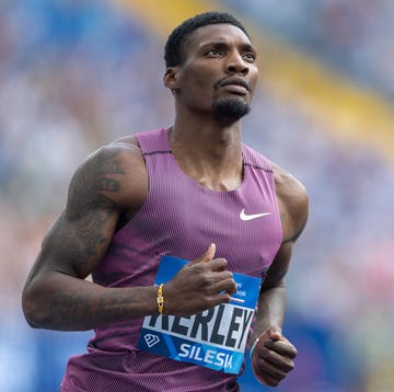 Silesia Diamond League Chorzow 2024 fred kerley of the united states reacts after men's 100m run during the diamond league and kamila skolimowska memorial in chorzow, poland, 25 august 2024. (photo by andrzej iwanczuk/nurphoto via getty images)