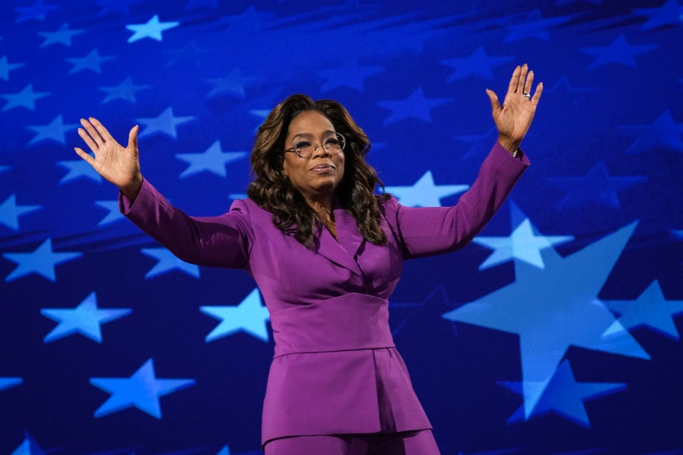 chicago, illinois august 21 talk show host oprah winfrey departs after speaking on stage during the third day of the democratic national convention at the united center on august 21, 2024 in chicago, illinois delegates, politicians, and democratic party supporters are in chicago for the convention, concluding with current vice president kamala harris accepting her partys presidential nomination the dnc takes place from august 19 22 photo by andrew harnikgetty images