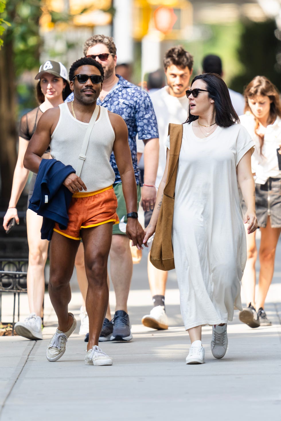 new york, new york august 25: donald glover (l) and michelle white are seen on august 25, 2024 in new york city. (photo by gotham/gc images)
